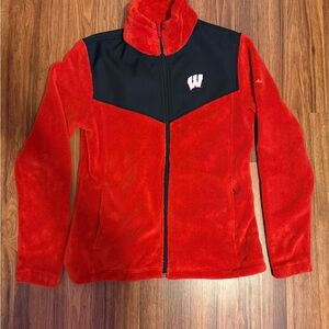 Women’s Columbia Wisconsin Badgers Jacket Sz L CLG Fleece Full Zip